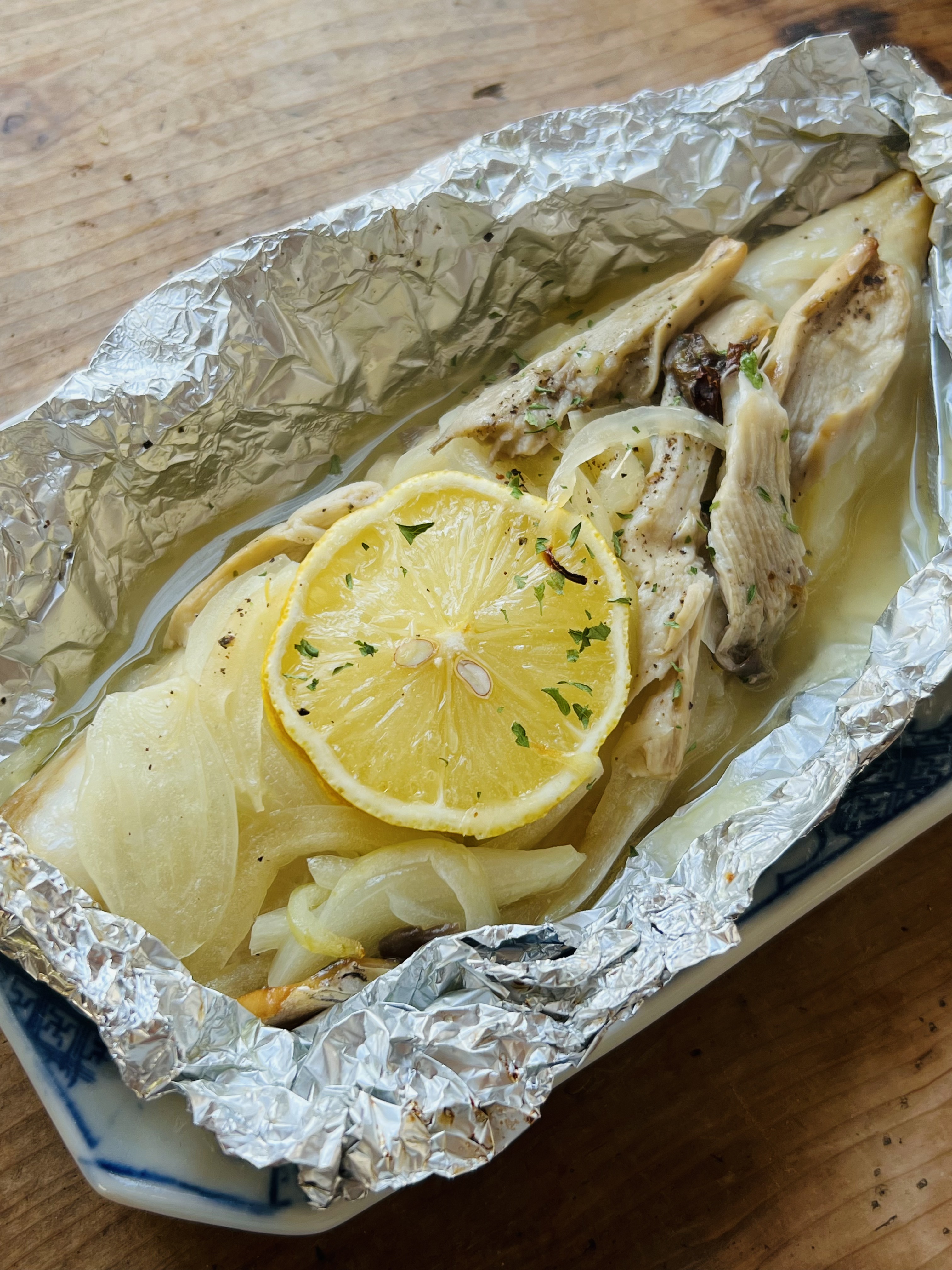 5分でできる自家製ミールキット「塩サバとキノコのホイル蒸し」